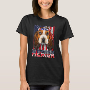 Basset Hound Merica 4. Juli Hunde Patriotische Fla T-Shirt