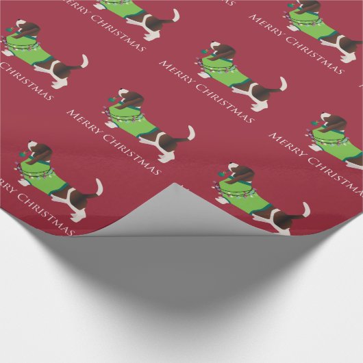 Basset Hound Merry Christmas Design Geschenkpapier (Ecke)