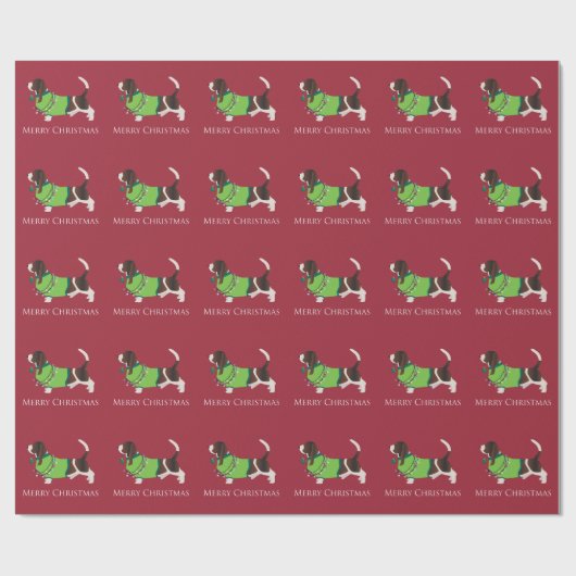 Basset Hound Merry Christmas Design Geschenkpapier (Flach)