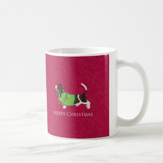 Basset Hound Merry Christmas Design Kaffeetasse (Rechts)
