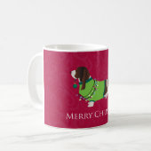 Basset Hound Merry Christmas Design Kaffeetasse (Vorderseite Links)
