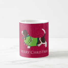 Basset Hound Merry Christmas Design Kaffeetasse