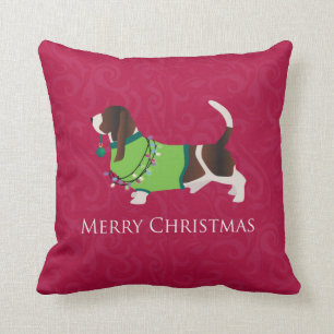 Basset Hound Merry Christmas Design Kissen