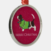 Basset Hound Merry Christmas Design Silbernes Ornament (Rechts)