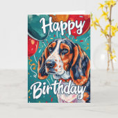 Basset Hound mit Balloons Geburtstag Karte (Gelbe Blume)