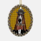 Basset Hound mit Brille Keramik Ornament (Rechts)