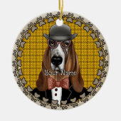 Basset Hound mit Brille Keramik Ornament (Vorne)