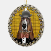 Basset Hound mit Brille Keramik Ornament (Links)