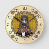 Basset Hound mit Brille Runde Wanduhr (Vorderseite)