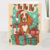 Basset Hound mit Geschenkboxen Weihnachten Karte (Vorderseite)