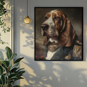Basset Hound mit Napoleon-Kostüm Poster