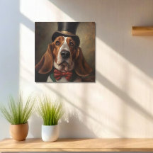 Basset Hound mit Ober- und Rot-Bug-Krawatte
