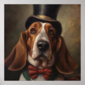 Basset Hound mit Ober- und Rot-Bug-Krawatte Poster (Vorne)