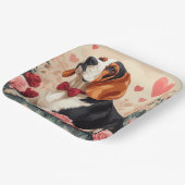 Basset Hound mit Rose - Valentinstag Pappteller (Gewinkelt)