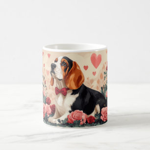 Basset Hound mit Rosen - Valentinstag Kaffeetasse