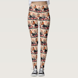 Basset Hound mit Rosen - Valentinstag  Leggings