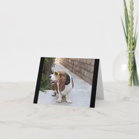 Basset Hound mit Sonnenbrille Karte (Vorderseite)