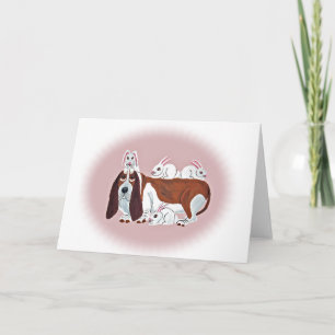 Basset Hound mit sonnigen Freunden Karte