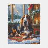 Basset Hound mit Weihnachtslichtern Urlaub Fleecedecke (Vorderseite)