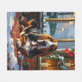 Basset Hound mit Weihnachtslichtern Urlaub Fleecedecke (Vorderseite (Horizontal))