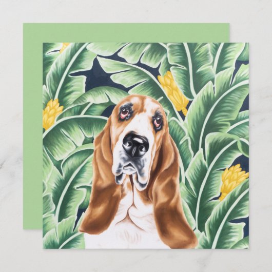 Basset Hound Mitteilungskarte (Vorne/Hinten)