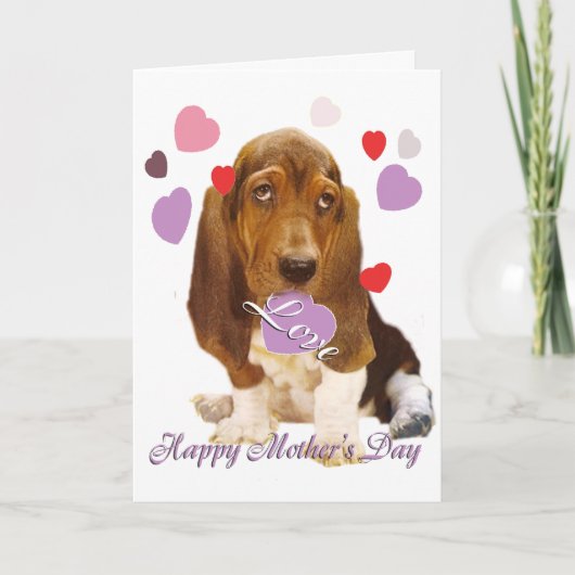 Basset Hound Mothe's Day Karte (Vorderseite)