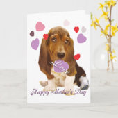 Basset Hound Mothe's Day Karte (Gelbe Blume)
