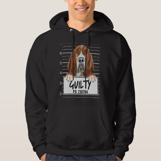 Basset Hound-Mugshot schuldig Hund Hoodie (Vorderseite)
