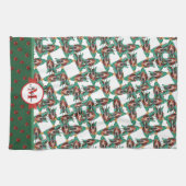 Basset Hound Muster Monogram Weihnachtshund Geschirrtuch (Horizontal)