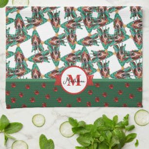 Basset Hound Muster Monogramm Weihnachten Hund Geschirrtuch