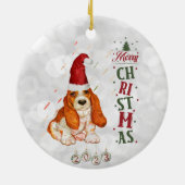 Basset Hound Niedlicher Hund Weihnachten 2023 Keramik Ornament (Hinten)