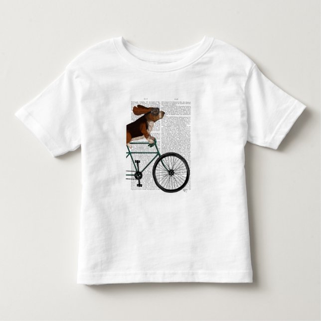 Basset Hound on Bicycle Kleinkind T-shirt (Vorderseite)