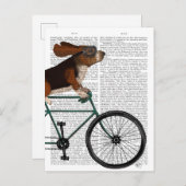 Basset Hound on Bicycle Postkarte (Vorne/Hinten)