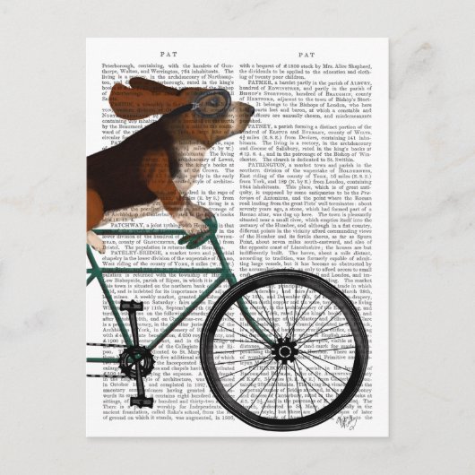 Basset Hound on Bicycle Postkarte (Vorderseite)