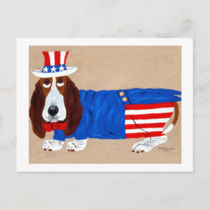 Basset Hound Onkel Sam Feiertagspostkarte