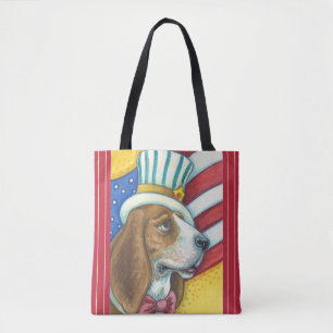 BASSET HOUND ONKEL SAM, PATRIOTISCHE HUNDTASCHE Ro Tasche