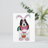 Basset Hound Osterhase Feiertagspostkarte (Stehend Vorderseite)