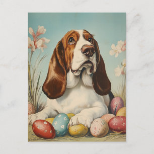 Basset Hound Ostern im Vintage-Stil Postkarte