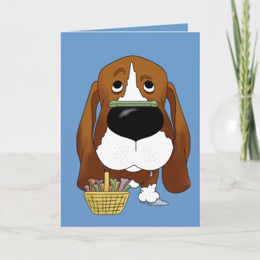 Basset Hound - Ostersteinjagd, jemand? Feiertagskarte (Vorderseite)