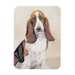 Basset Hound Painting - Cute Original Dog Art Magnet