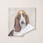 Basset Hound Painting - Niedliche Original Hunde K Badhandtuch Set (Waschlappen)