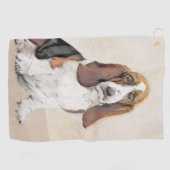 Basset Hound Painting - Niedliche Original Hunde K Golfhandtuch (Horizontal)