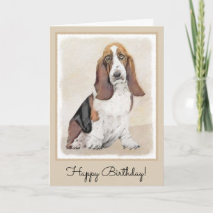 Basset Hound Painting - Niedliche Original Hunde K Karte