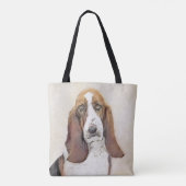 Basset Hound Painting - Niedliche Original Hunde K Tasche (Rückseite)