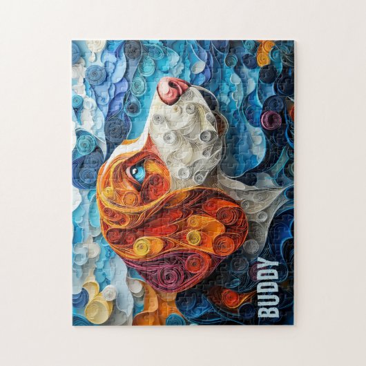 Basset Hound Paper Quilling Art Dog Portrait Puzzle (Vertikal)