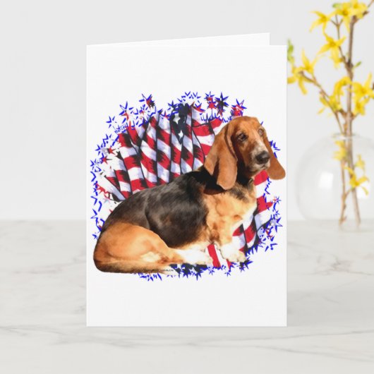 Basset Hound Patriot Karte (Gelbe Blume)