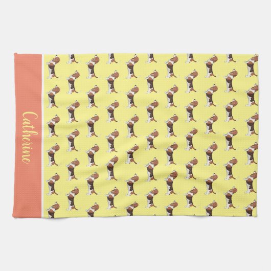 Basset Hound Pattern - Gelb Geschirrtuch (Horizontal)