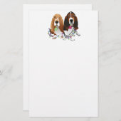 Basset Hound Peace Liebe Freude Weihnachtsdesign Briefpapier (Vorne/Hinten)