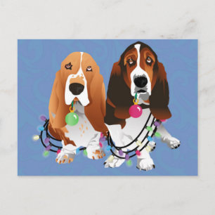 Basset Hound Peace Liebe Freude Weihnachtsdesign Feiertagspostkarte