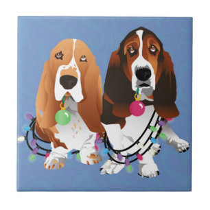 Basset Hound Peace Liebe Freude Weihnachtsdesign Fliese